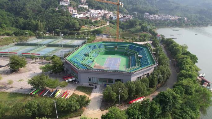 航拍富宁低海拔训练基地网球馆
