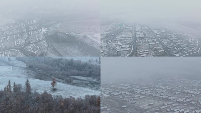 新疆禾木村雪景航拍合集