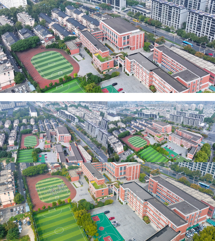 南京栖霞区迈皋桥小学：航拍视角