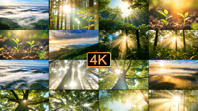 4K丁达尔光森林阳光树林光影意境02