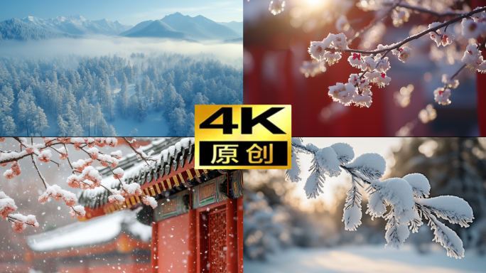 大寒节气小寒节气下雪初雪唯美冬天冬雪阳光