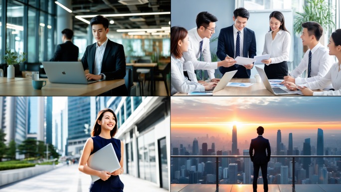 商务办公合作白领办公会议握手职场商业场景
