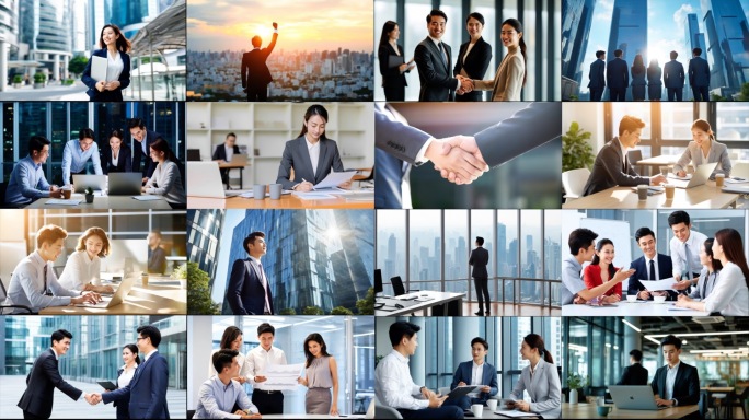 商务办公合作白领办公会议握手职场商业场景