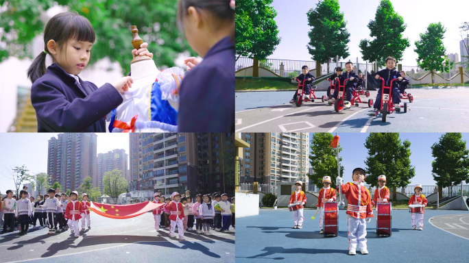 小朋友升旗 幼儿园欢乐玩耍校园生活