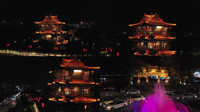 肇庆夜景-七星岩牌坊及宋城墙