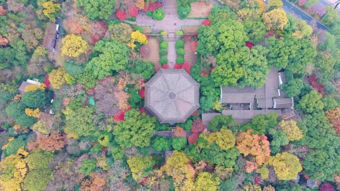 航拍秋天的杭州六和塔