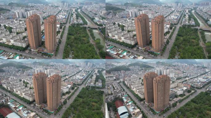 航拍富宁上海国际公馆大楼