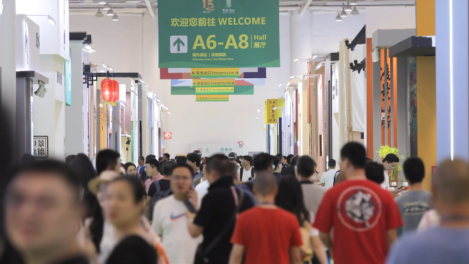 人群展会人流 展会人流 展会 茶叶展