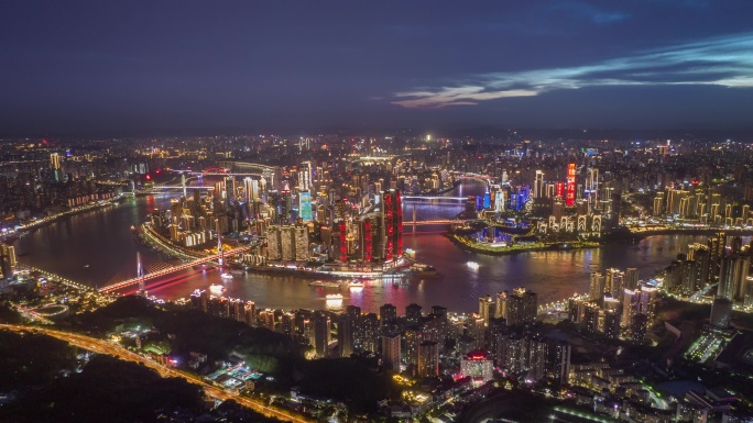 重庆繁华夜景CBD航拍空镜大全景重庆夜景
