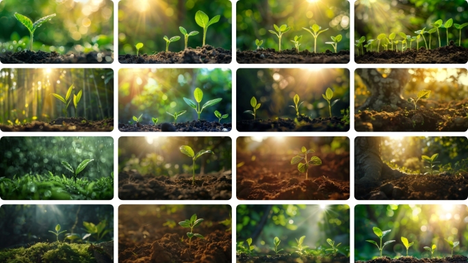 春天植物生长种子发芽绿色生态春分