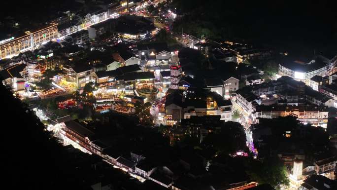 桂林阳朔西街航拍夜景