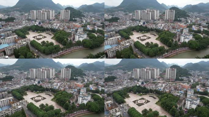 航拍富宁富州广场