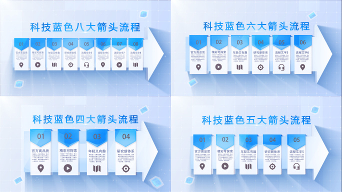 【3-8类】简约箭头流程文字AE模版