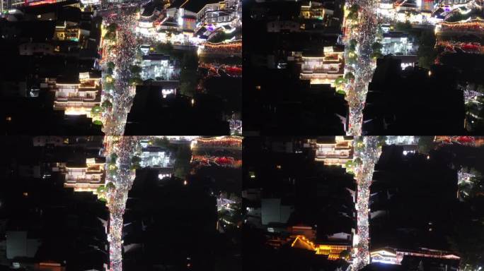 广西桂林阳朔西街夜景航拍