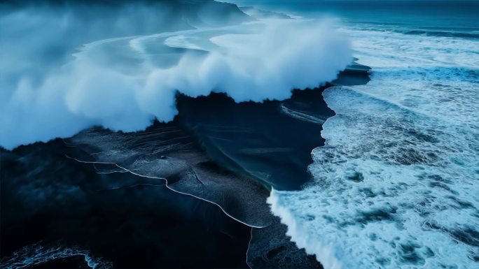蓝色海浪波浪海岸线