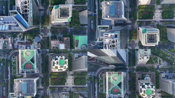 俯拍深圳城市高楼、交通