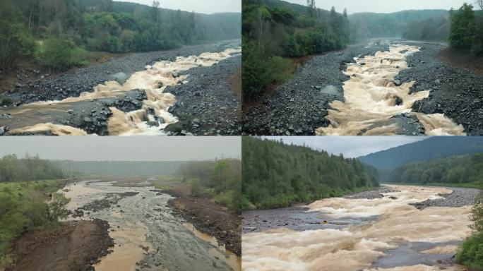 山体滑坡引发的河道改道洪水