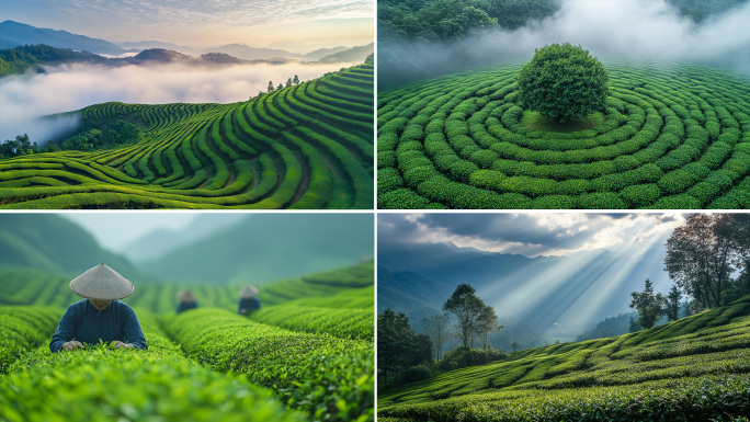 茶田茶园茶叶摘茶种茶茶文化
