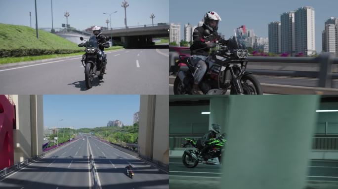 摩托车炫酷骑行机车公路骑行速度感