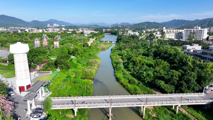 4K航拍佛冈汤塘温泉村1