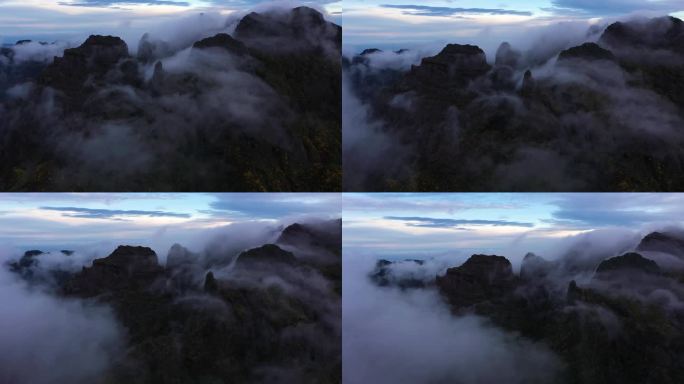 Pico do Arieiro。云卷山。空中射击。葡萄牙马德拉群岛