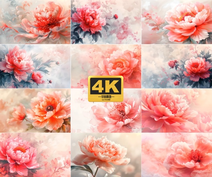 4k国风牡丹花开富贵