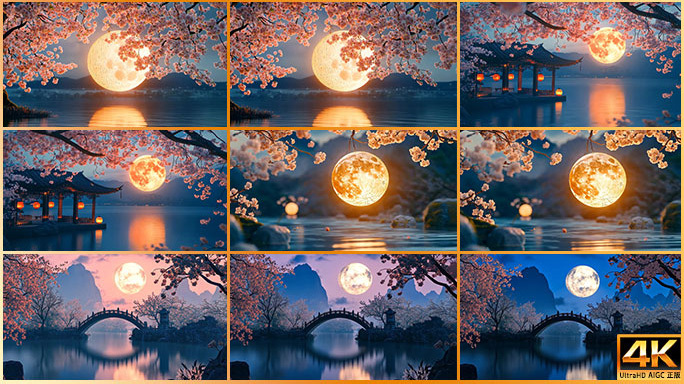 合集 国风月圆之夜 大屏舞台诗歌演出背景