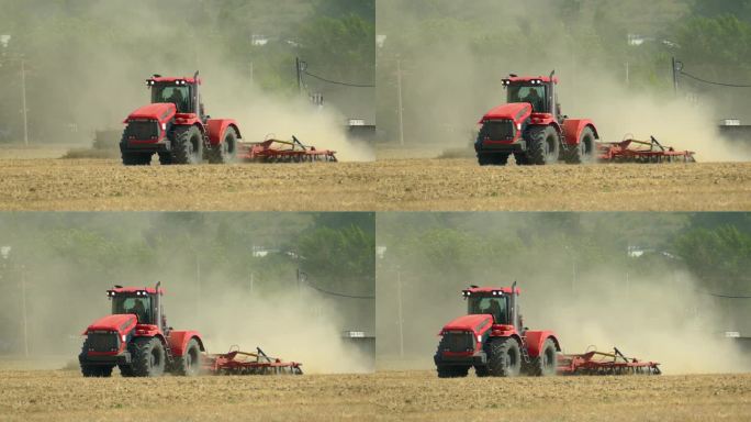 拖拉机上的田间农活——犁地(慢动作)