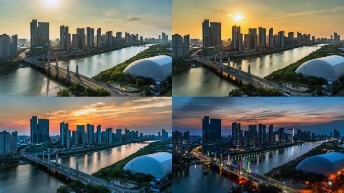8K_北京通州京杭大运河晚霞火烧云延时