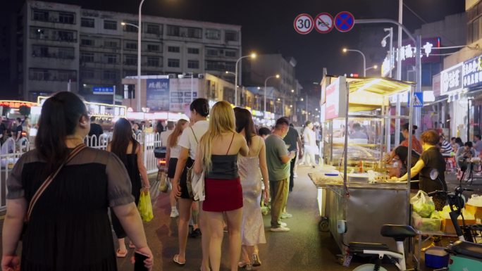 襄阳 夜市 美食 夜市航拍