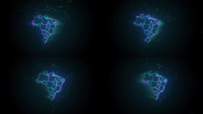 黑色数字背景的巴西地图，代表全球交流和全球金融