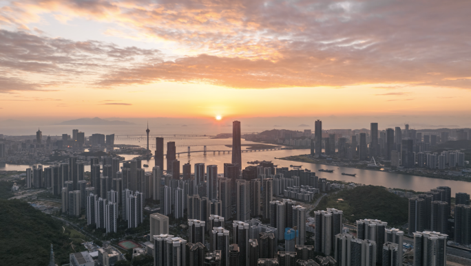 2024航拍珠海横琴十字门日出4k延时