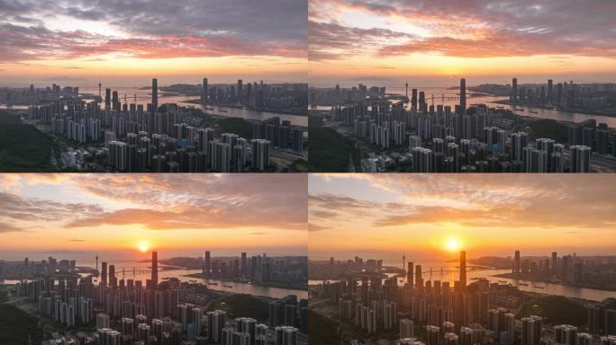 2024航拍珠海横琴十字门日出4k延时
