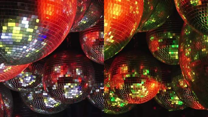 充满活力的夜生活，迪斯科球和闪烁的灯光