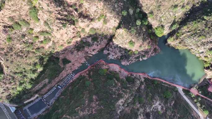 航拍山水景区 河北宣化桑干河大峡谷