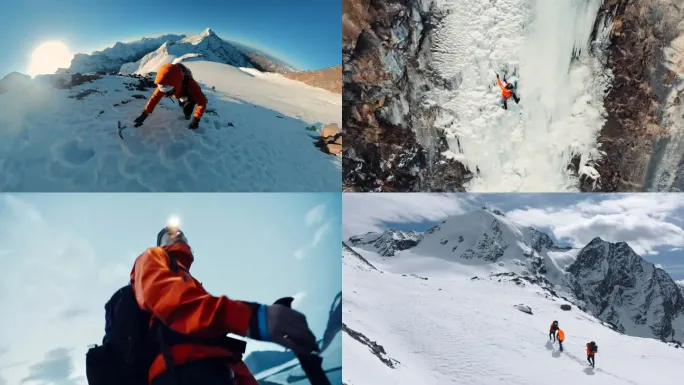 穿冲锋衣户外探险登山攀登