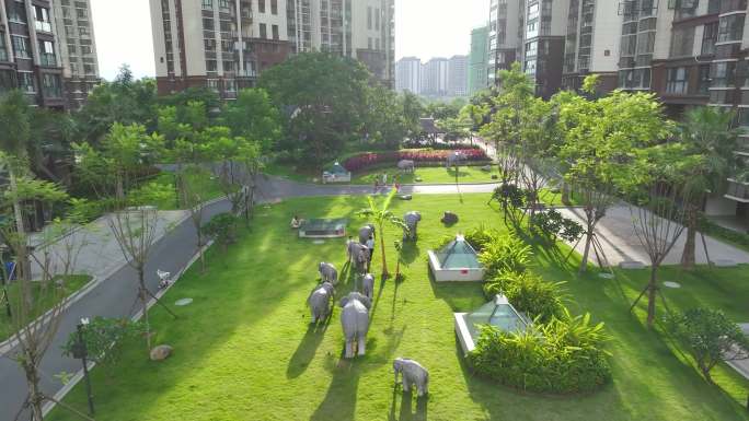 航拍景洪市区小区