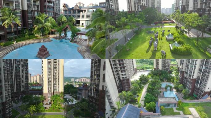 航拍景洪市区小区