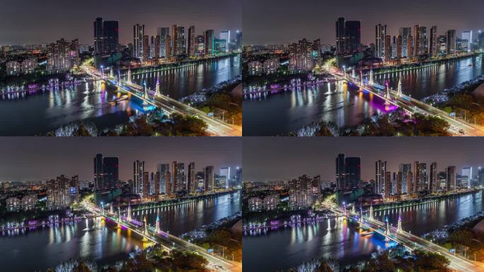 8K_北京通州京杭大运河夜景延时夜生活