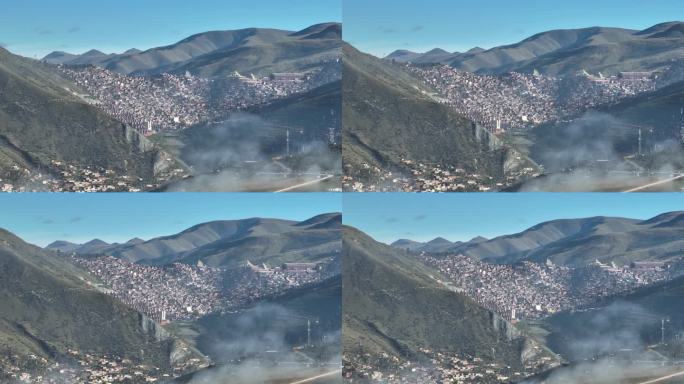 航拍云雾缭绕的色达五明佛学院