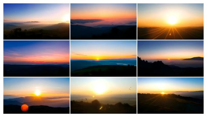 日出海边朝霞群山山间意境大自然云海