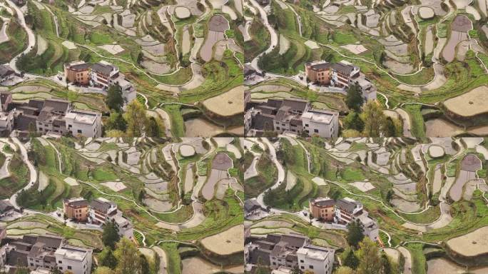 贵州黔东南自治州肇兴堂安侗寨梯田航拍风光