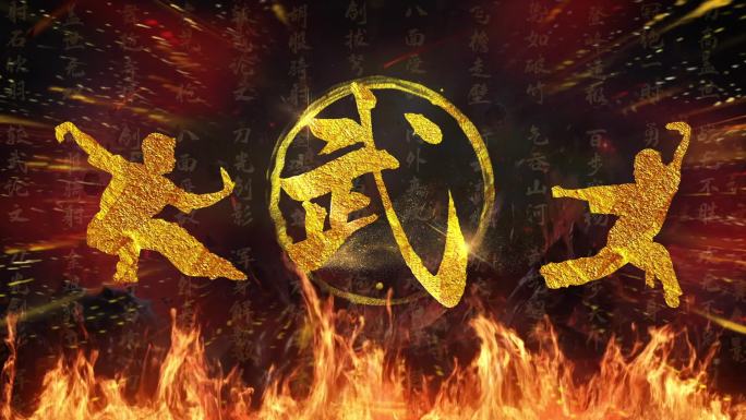 4K中国武术功夫动态舞台背景AE模版