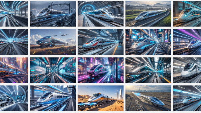 高铁火车未来科技赛博风格