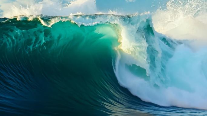 潮汐能三维动画海浪汹涌特效海洋