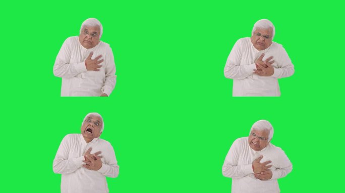 生病的印度老人心脏病发作绿屏