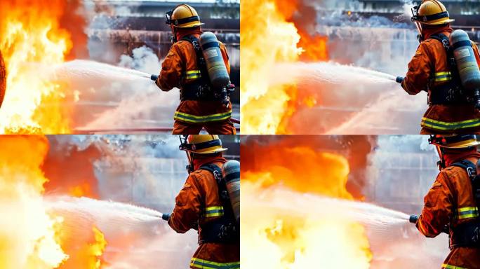消防员正在灭火