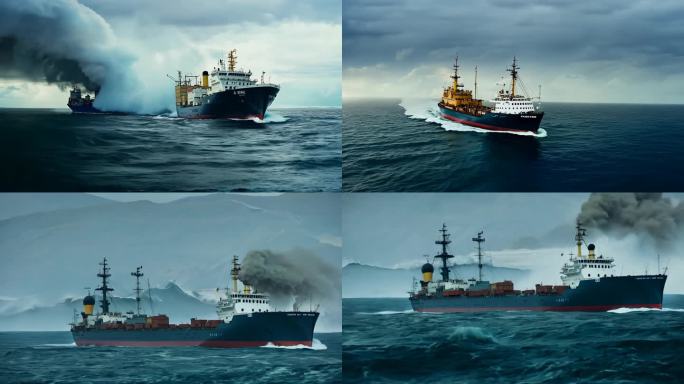 远洋中的油轮货轮深海恐惧症大风大浪