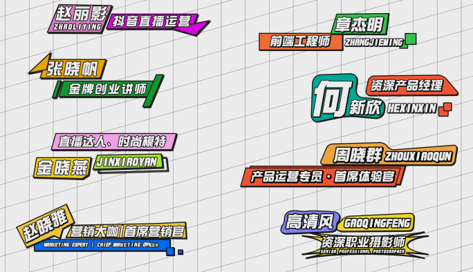 综艺人名字幕条 综艺姓名条 卡通字幕条