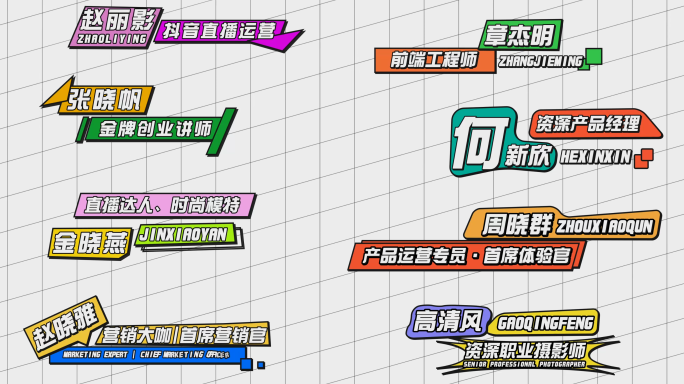 综艺人名字幕条 综艺姓名条 卡通字幕条